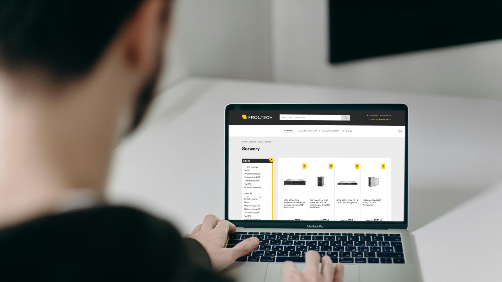 a view of an e-commerce platform with active filters and filtered out  server parts
