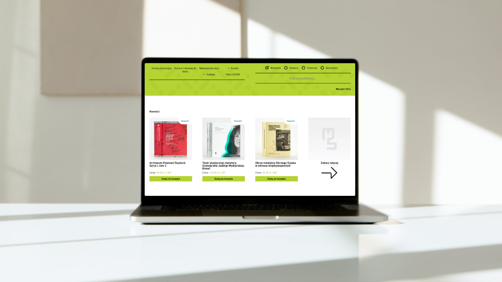 an view from the muzeum śląskie's website showing filters and thumbnails of the books offered for purchase